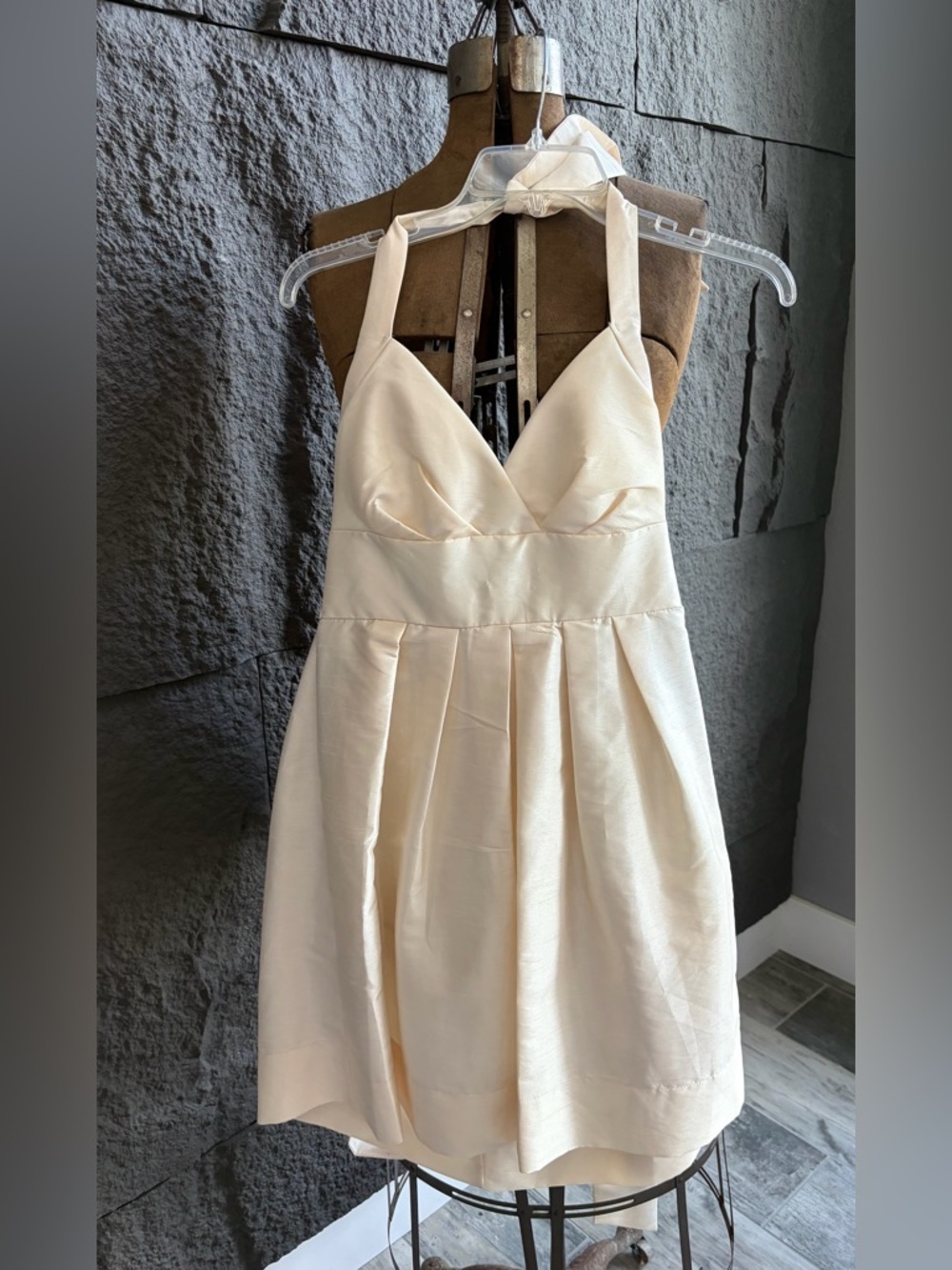Ivory Halter Neck Cocktail Dress